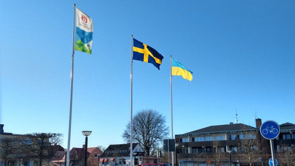 Flaggor på Nya Torg i Höör