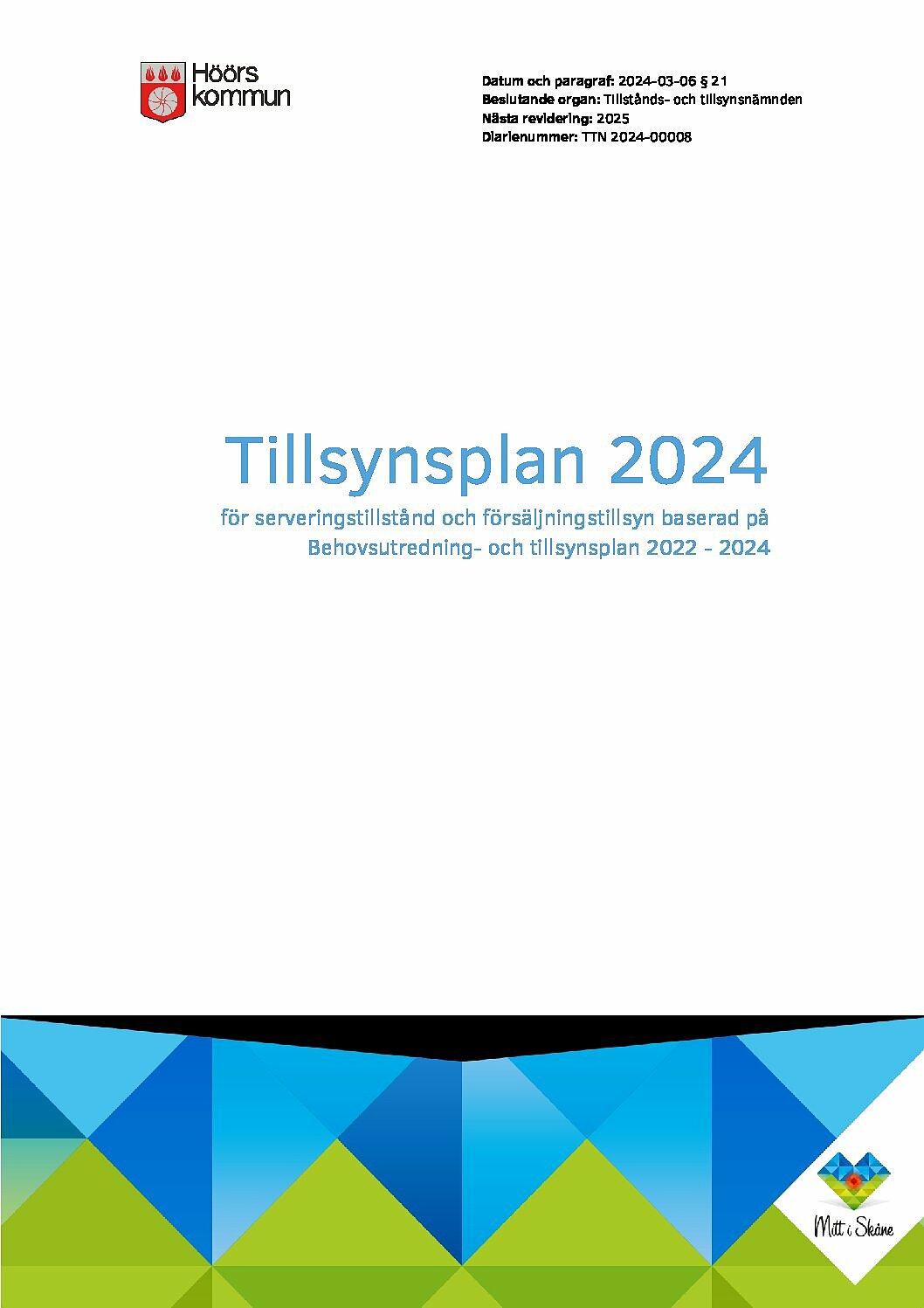 Tillsynsplan 2024 för området serveringstillstånd och färsäljningstillsyn