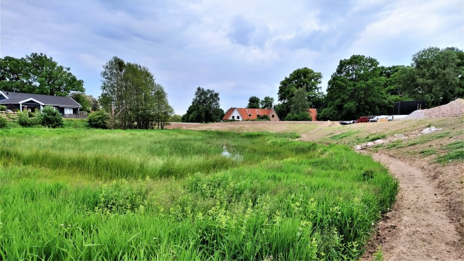 Bild på stig och våtmarksområde på den nya stadsdelen Maglehill