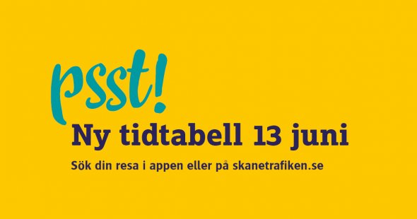 Psst! Ny tidtabell för Skånetrafiken 13 juni