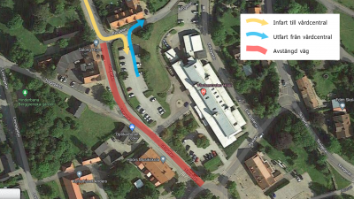 Tillfällig infart till vårdcentralen 31 maj – 2 juni